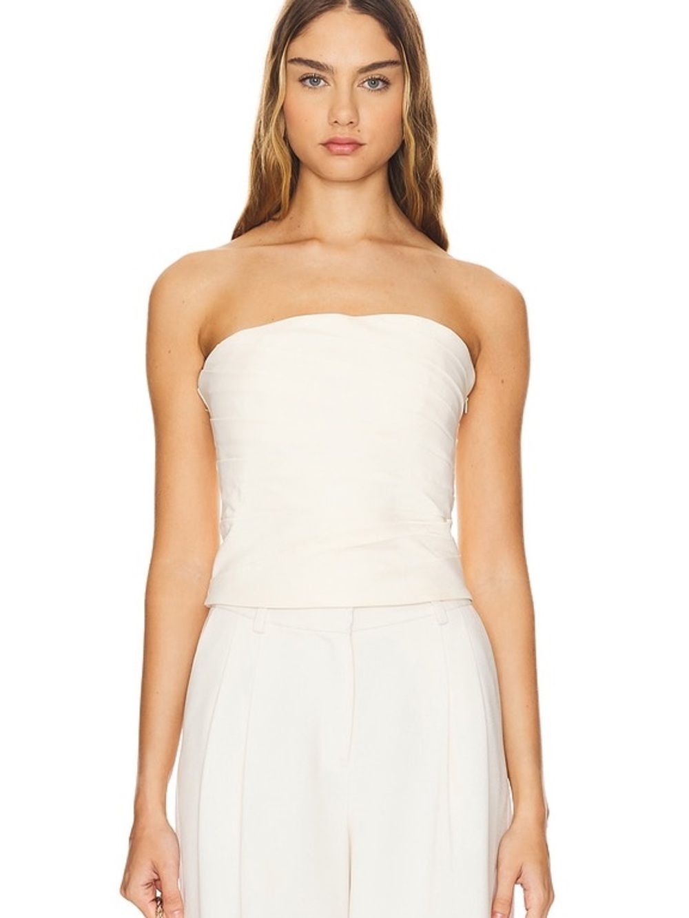 Shona Joy Lani Strapless Draped Bodice in Rice